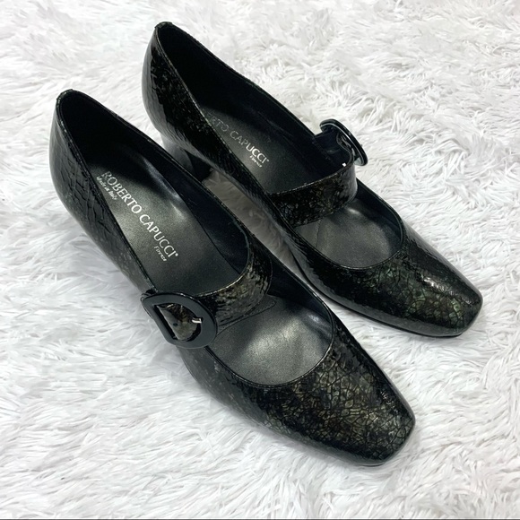 Roberto Capucci  Mary Jane Heels Patent Leather Croc - Picture 8 of 12